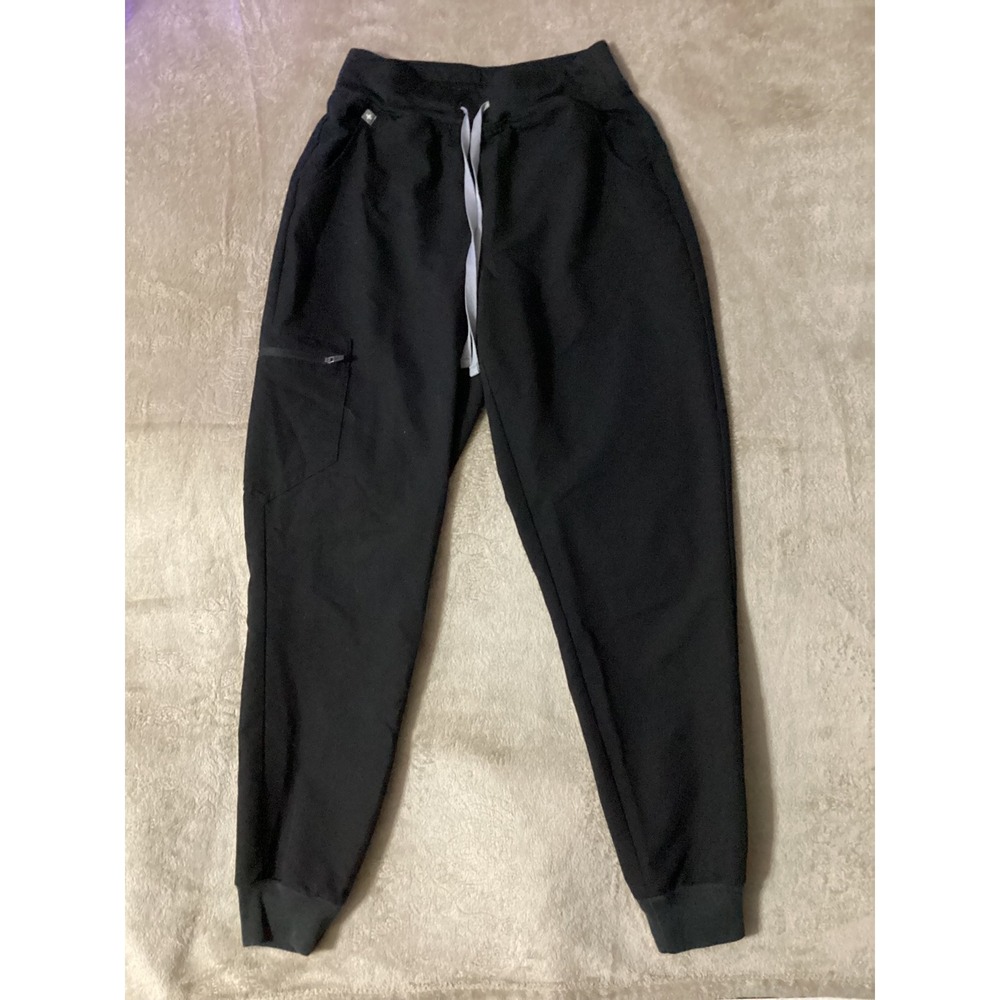 FIGS Zamora Jogger Scrub Pants for Women Black Drawstring Size S